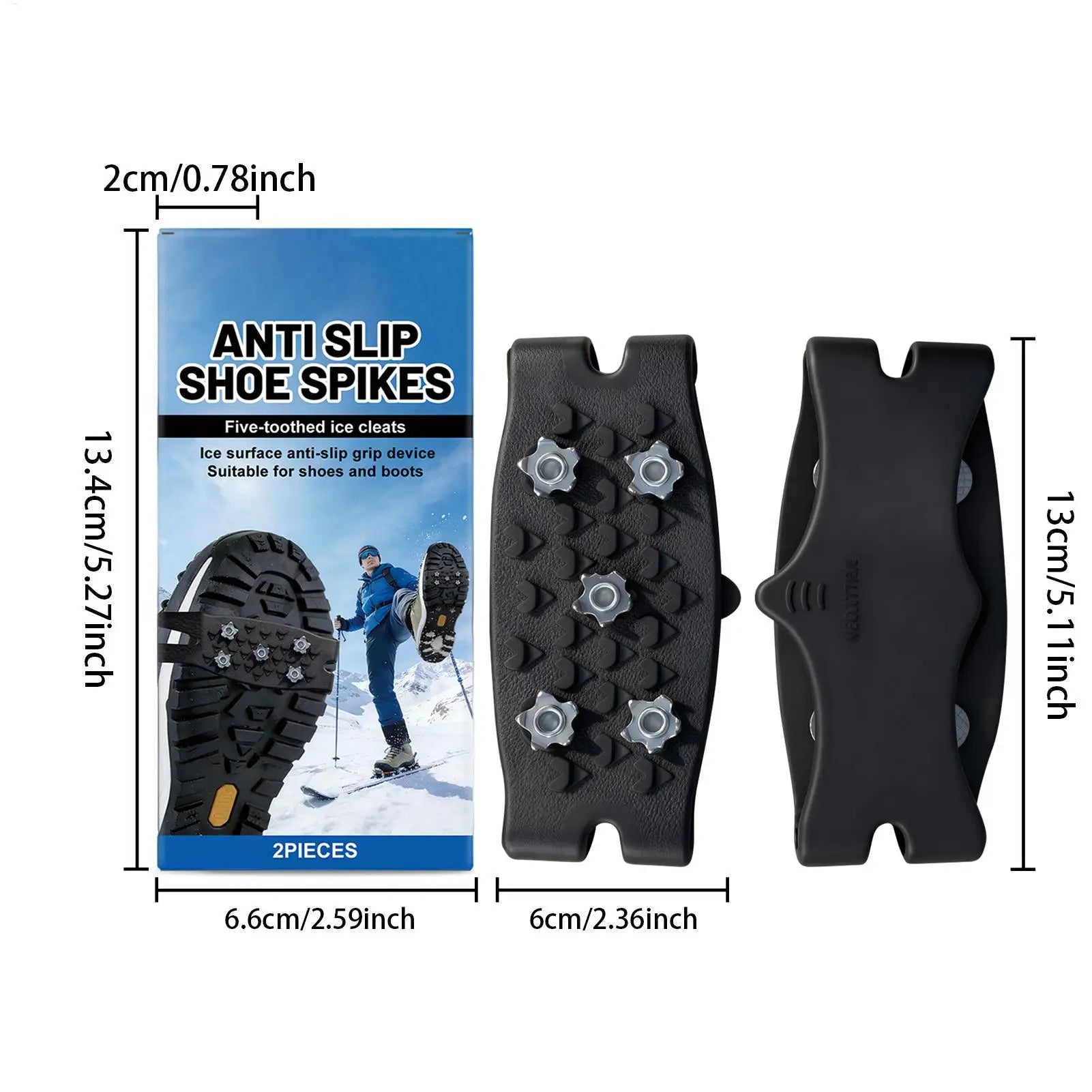 Shoe Spikes Anti-Slip Traction Cleats Crampons Ice Spikes For Shoes For Winter Hiking Climbing Fishing Trekking Outdoor